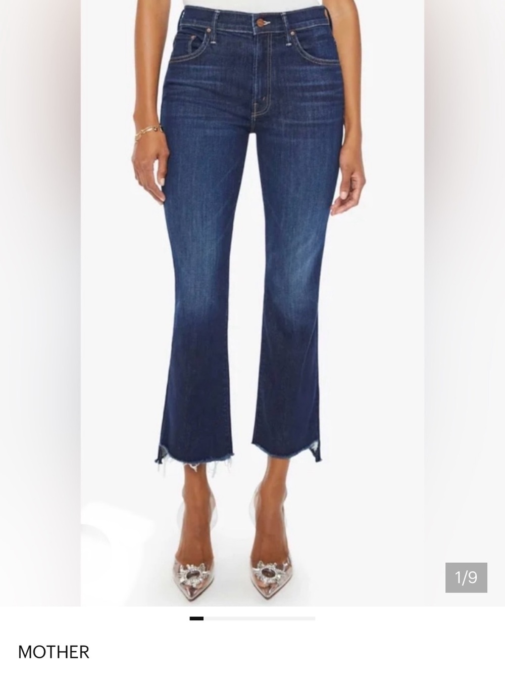 MOTHER Insider Crop Step Fray Teaming Up Dark Blue Color 28